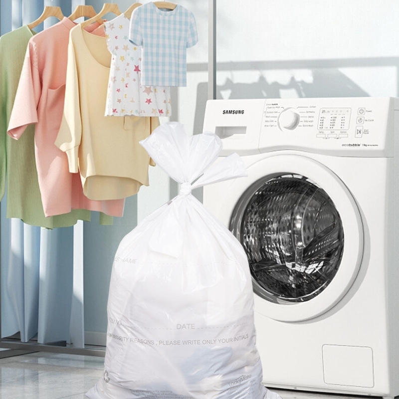 Disposable PE Drawstring Laundry Bag for Hotels and Dry Cleaners (6)