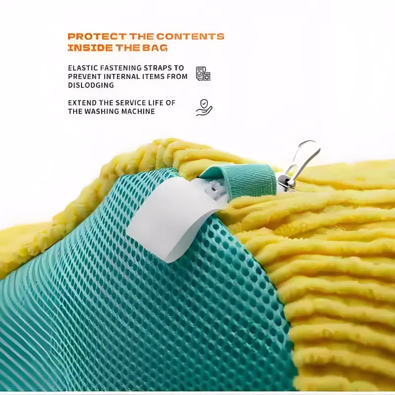 Close-up of the rust-proof hidden zipper on the laundry-bag-shoes