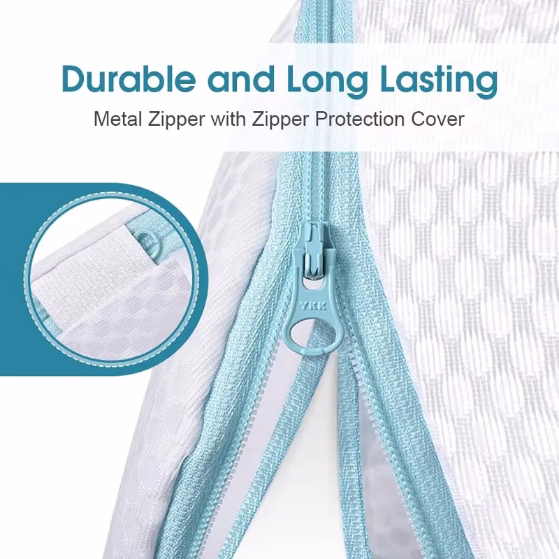 Durable shoe washing bag made from honeycomb mesh with built-in frame for protection