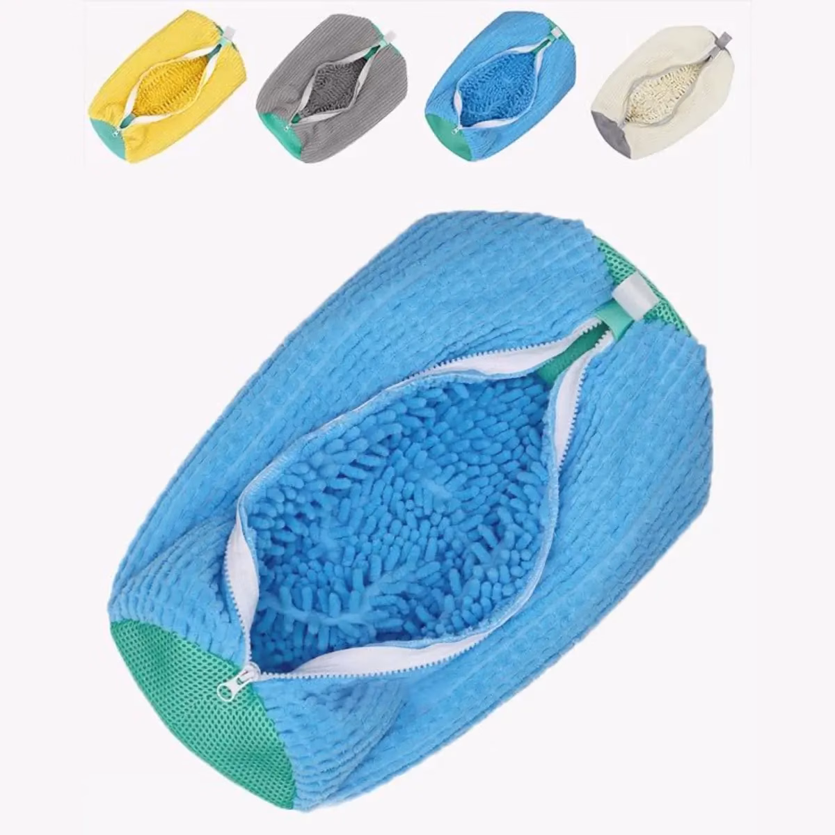 Durable polyester nylon laundry-bag-shoes with hidden zipper