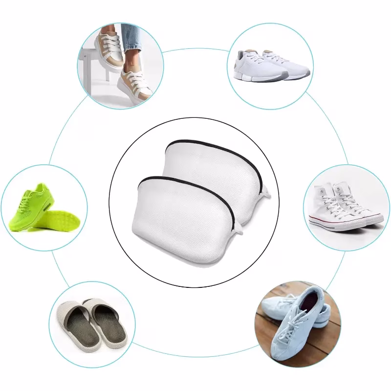 Two pieces of trainer washing machine bags with secure zipper