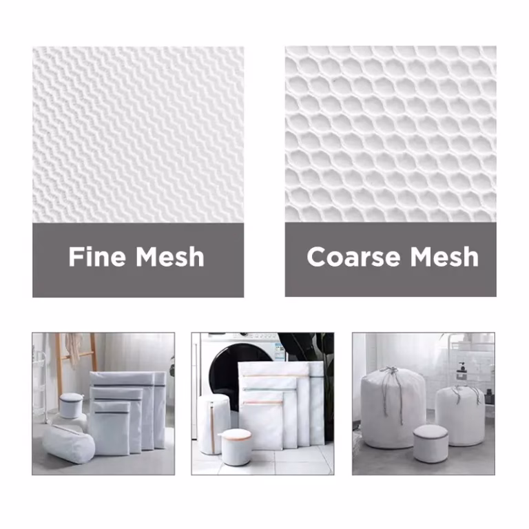 Fine mesh vs coarse mesh laundry bags compared side by side for buyers
