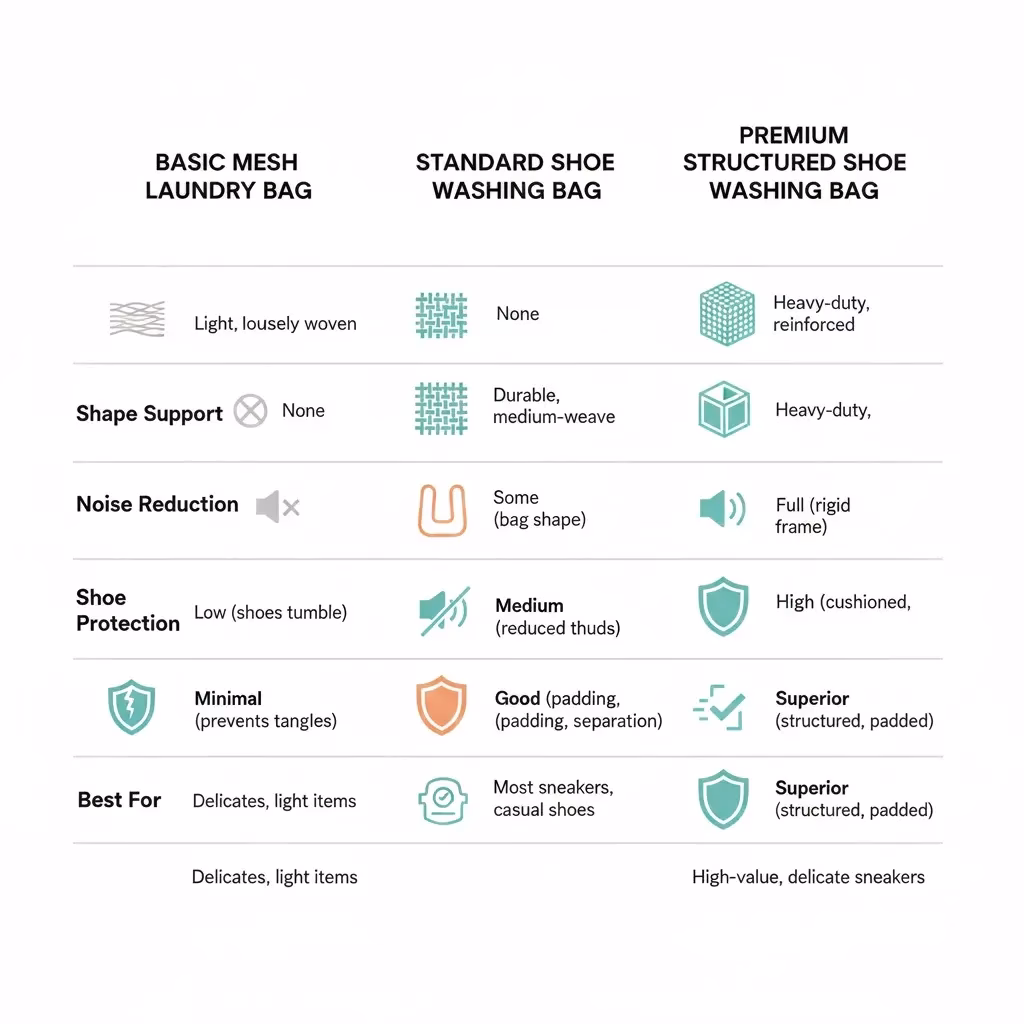Comparison of Popular Shoe Washing Bag Types