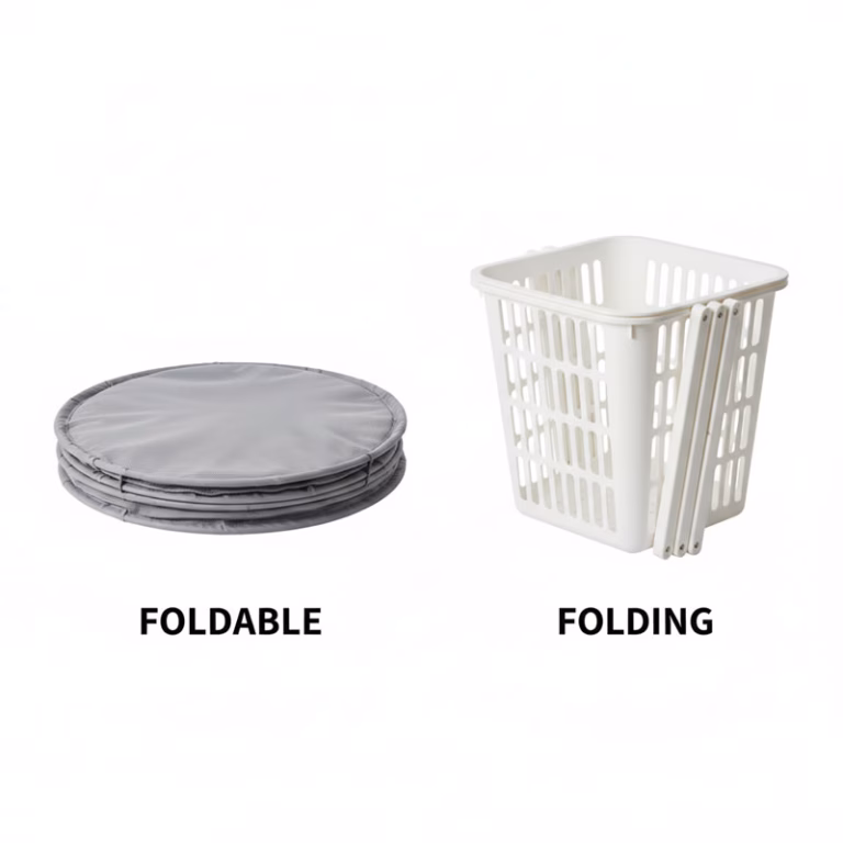 Comparison of foldable and folding washing baskets