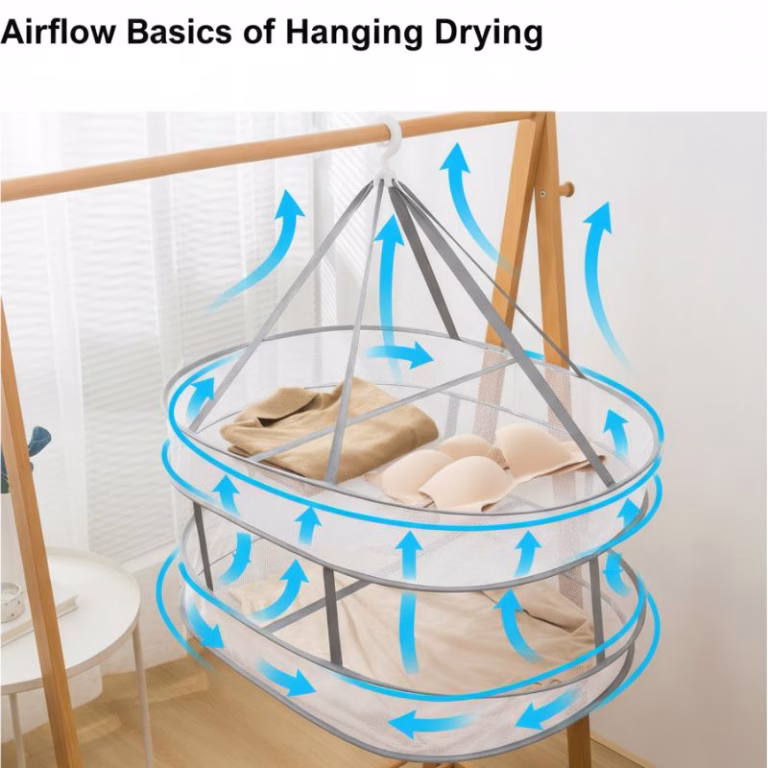 Hanging drying mesh rack with multiple layers for air drying