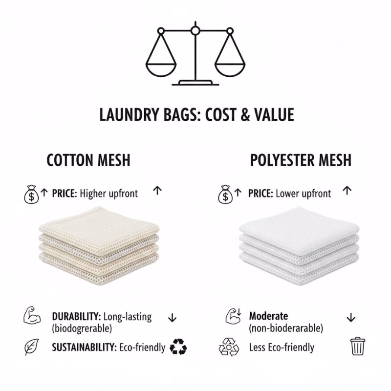 cotton vs polyester mesh laundry bag cost value diagram
