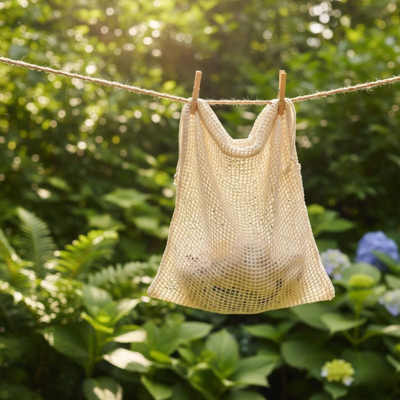 organic cotton mesh laundry bag outdoor sustainability.