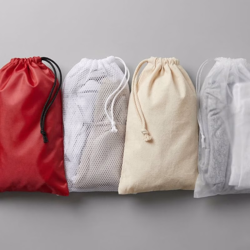  drawstring bag materials polyester mesh cotton
