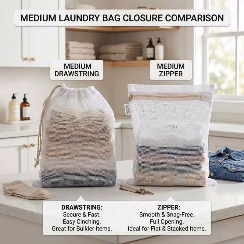 Medium Laundry Bag Drawstring or Zipper