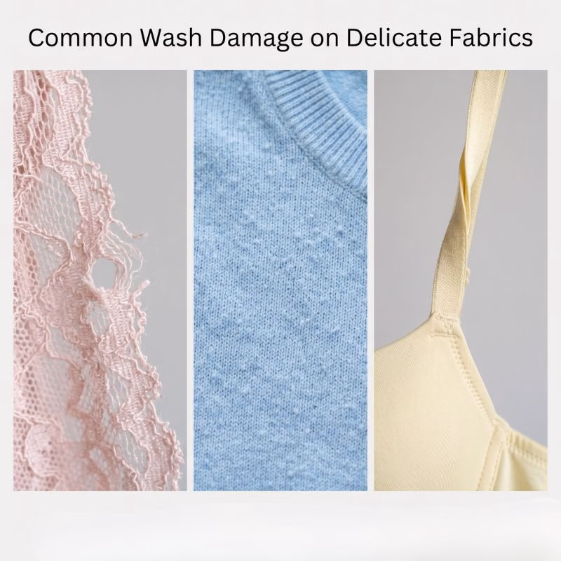 delicate fabric wash damage examples.
