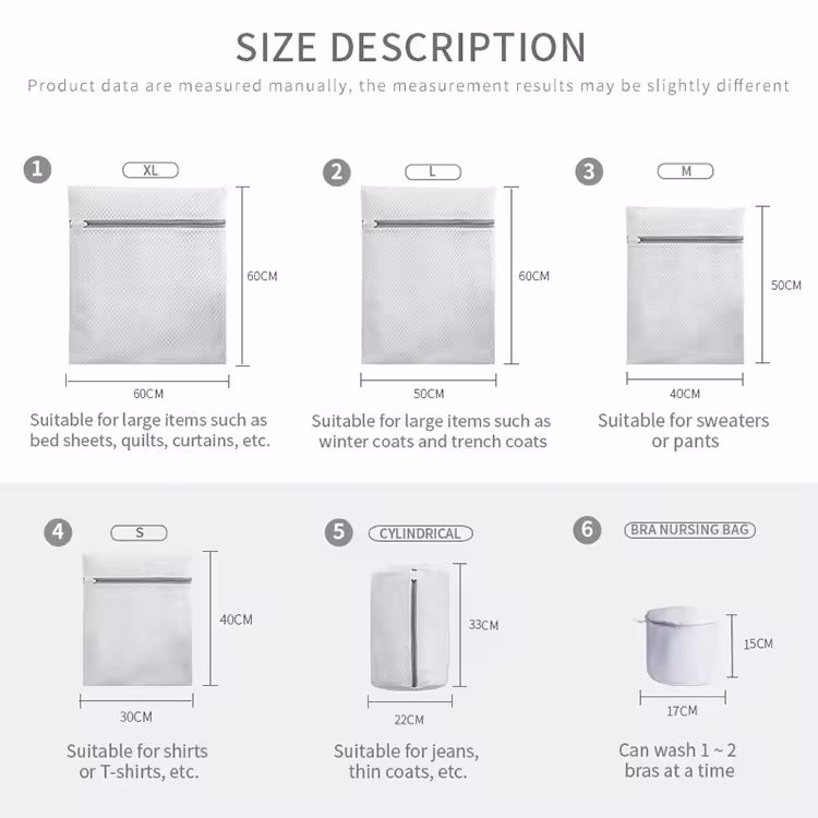 washable mesh laundry bags types sizes.