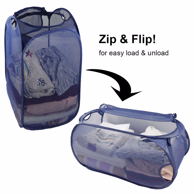 Mesh Laundry Basket with Zipper