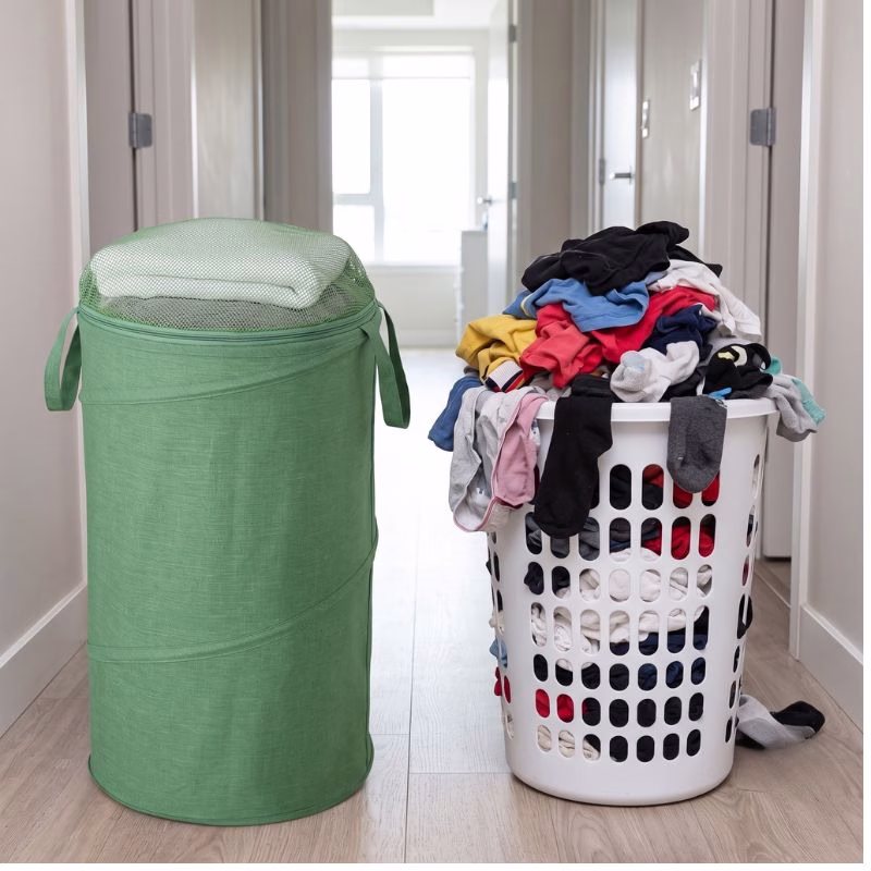 laundry basket with zipper vs open hamper.