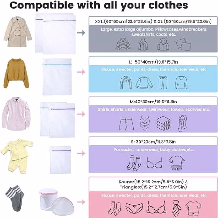 mesh laundry bag set sizes